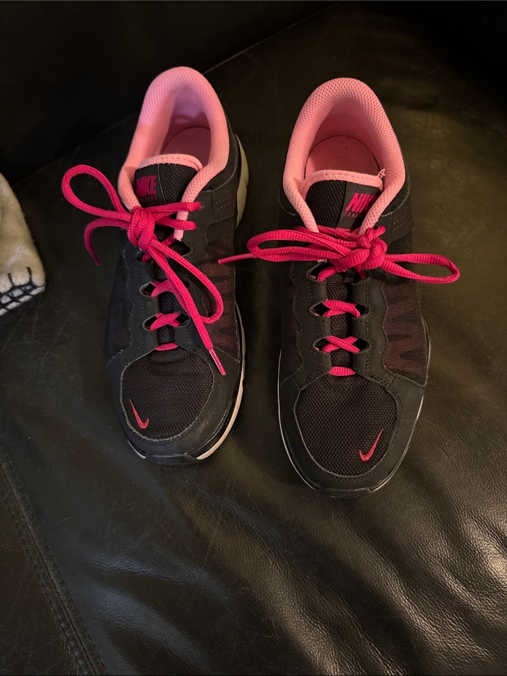 Nike Black Sneakers with Pink Accents